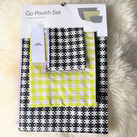NWT BAGGU Go Pouch Set - Black Pistachio Pixel Gingham - Picture 2 of 5